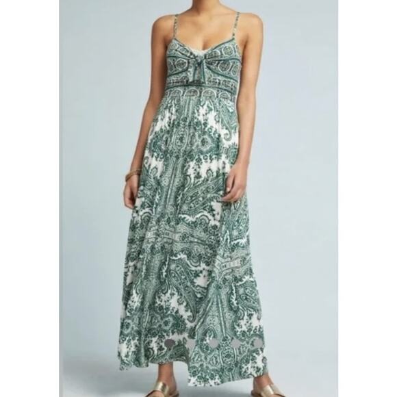 Moulinette Soeurs by Anthropologie Green Paisley Brisbane Maxi Dress - Picture 1 of 9